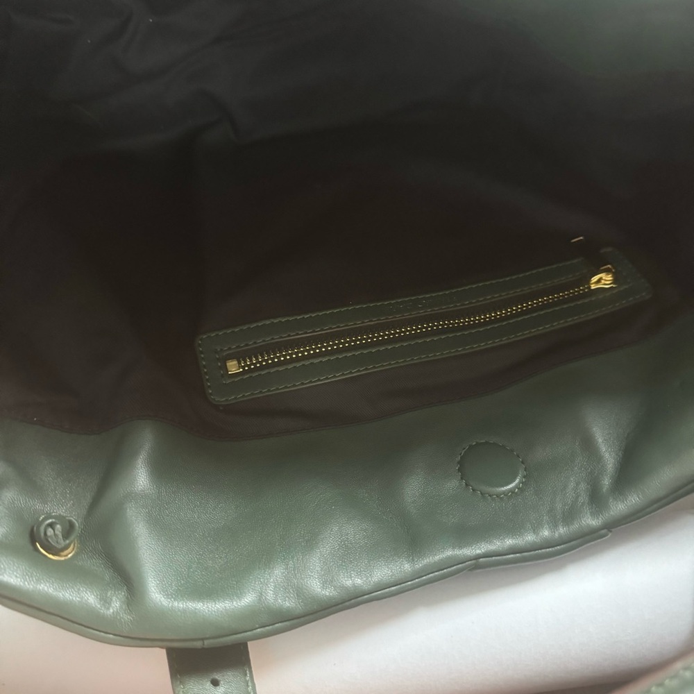 New GERARD DAREL  Le 24H Quilted Leather Shoulder Bag Dark Green Leather - Picture 11 of 12
